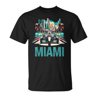 Formula Miami City Racing Circuit Car Map Grand Prix Race T-Shirt | Mazezy