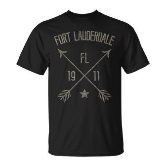 Fort Lauderdale Florida Distressed Boho Style Home City T-Shirt - Monsterry UK