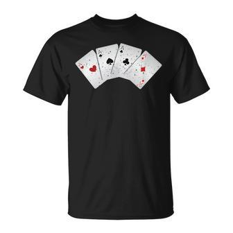 Four Ace Of Cards Heart Spade Clover Diamond T-Shirt - Monsterry