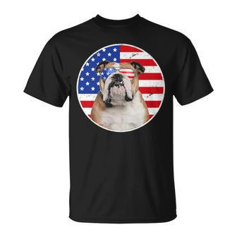 Fourth Of July Dog American Flag July 4Th Bulldog Lover T-Shirt | Mazezy