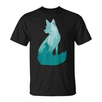Fox Silhouette In The Forest Animal Hunter Hunting T-Shirt - Monsterry