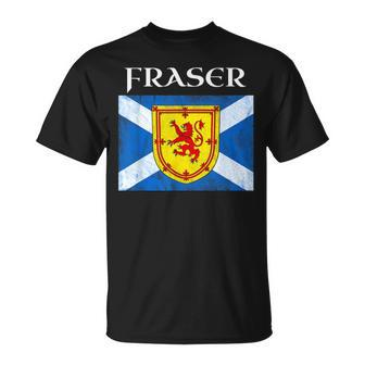 Fraser Clan Scottish Name Scotland Flag T-Shirt - Seseable