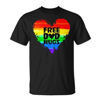 Free Dad Hugs Lgbt Gay Pride Parade Rainbow Flag Fathers Day T-Shirt - Thegiftio UK