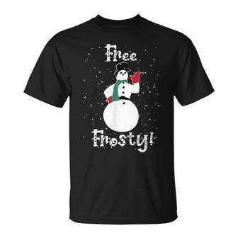 Free Frosty Snowman In Winter Snows White T-Shirt - Monsterry UK