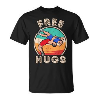 Free Hugs Wrestling Wrestling Coach Vintage Wrestle T-Shirt - Monsterry