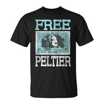 Free Leonard Peltier Blue Grunge Look T-Shirt - Monsterry CA