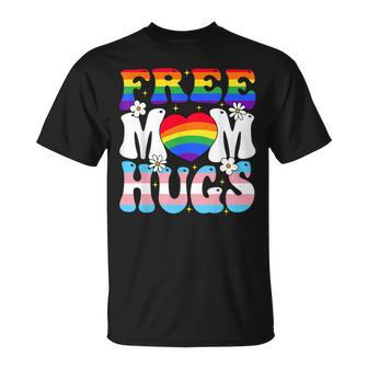 Free Mom Hug Transgender Lesbian Gay Lgbt Pride Rainbow Flag T-Shirt - Seseable