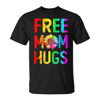 Free Mom Hugs Gay Pride Lgbt Daisy Rainbow Flower Mother Day T-Shirt - Seseable