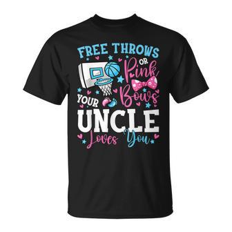 Free Throws Or Pink Bows Uncle Loves You Cute Gender Reveal T-Shirt - Thegiftio