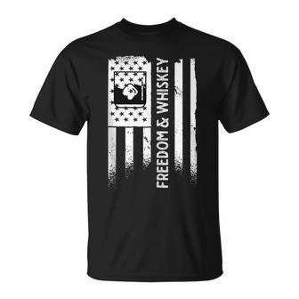 Freedom & Whiskey Usa Flag Patriotic Bourbon Drinkers T-Shirt - Monsterry