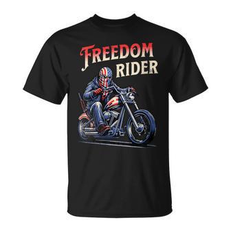 Freedom Rider Motorcycle American Flag Patriotic Usa T-Shirt - Monsterry DE