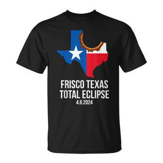 Frisco Texas Total Eclipse 2024 Tx State Outline Texan Flag T-Shirt - Seseable