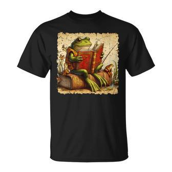 Frog & Toad Fishing Vintage Classic Book Frog Reading Book T-Shirt - Monsterry DE