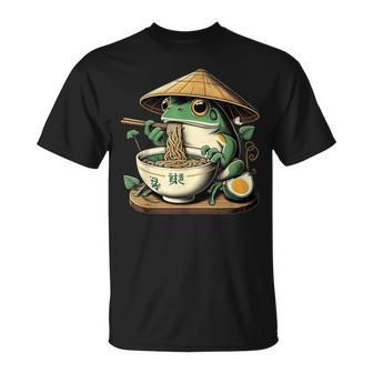 Frog Eating Ramen Kawaii Neko Japanese Noodles Anime Lovers T-Shirt - Seseable