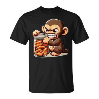 Frustrierter Monkey Will Sausage T-Shirt - Seseable