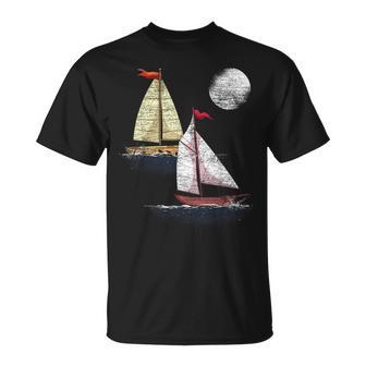 Full Moon Sea Sailboat Sail Ocean Nautical Sailor Sailing T-Shirt - Monsterry AU