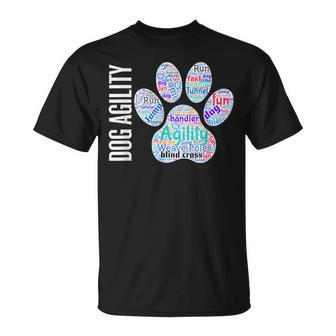 Fun Dog Agility Dog Agility Word Cloud Paw Shape T-Shirt - Thegiftio UK