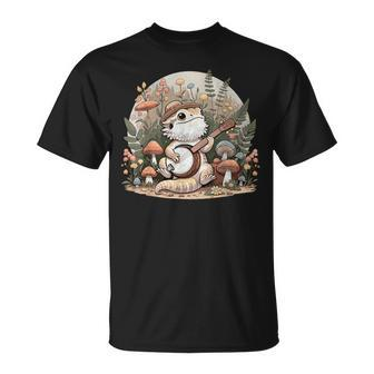 Bearded Dragon Playing Banjo Cottagecore Graphic T-Shirt - Seseable