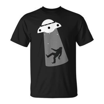 Bigfoot Ufo Sasquatch Humor Aliens T-Shirt - Monsterry