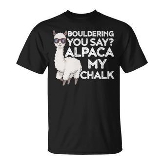 Bouldering Alpaca Cute Alpaca Rock Climber T-Shirt | Mazezy
