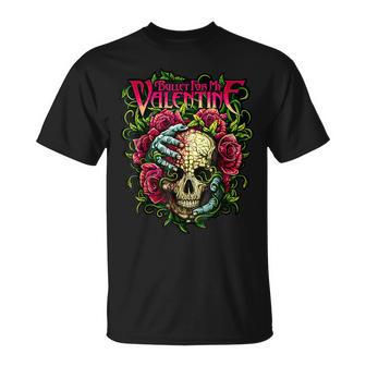 Bullet My Valentine Skull Roses And Red Blood Horror T-Shirt - Seseable