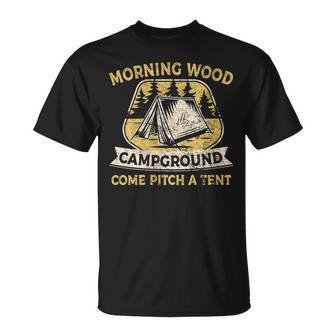 Camping Tent Morning Woods Campground Camping T-Shirt - Monsterry