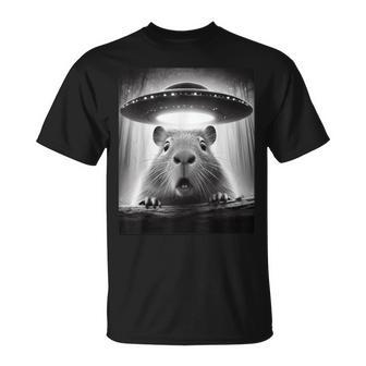 Capybara Selfie With Ufos T-Shirt - Seseable