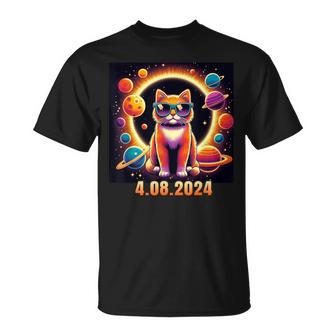Cat With Glasses Solar Eclipse T-Shirt | Mazezy