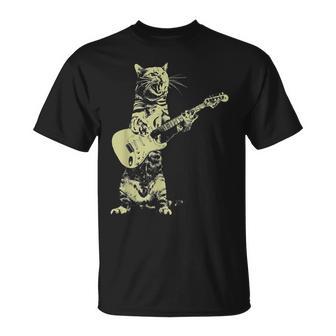 Cat Playing Guitar Guitarist T-Shirt - Seseable