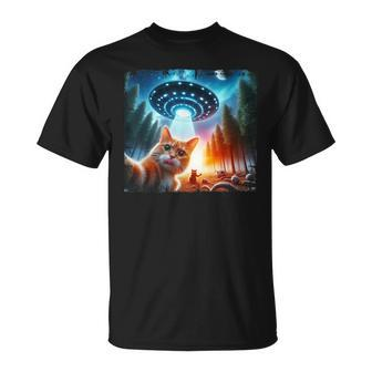 Cat Selfie With Ufos And Aliens T-Shirt - Monsterry UK