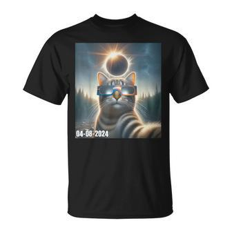 Cat Taking A Selfie With Solar Eclipse April 08 2024 T-Shirt | Mazezy