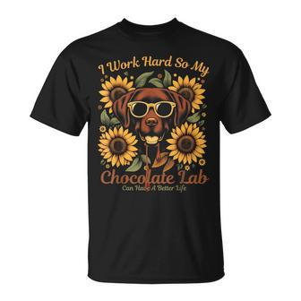Chocolate Lab Saying Labrador Sunflower Dog Lover T-Shirt - Monsterry