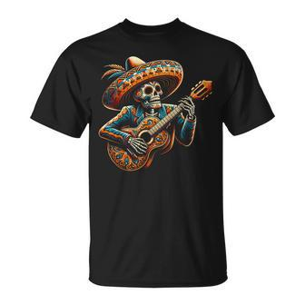 Cinco De Mayo Skeleton Skull Fiesta Sombreros Guitar T-Shirt | Mazezy AU