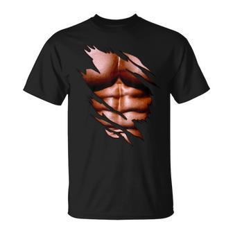 Classic Ripped Abs On Torn T T-Shirt - Monsterry CA