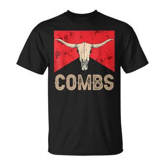 Combs Country Music Western Cow Skull Cowboy T-Shirt - Seseable
