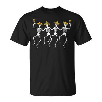 Dancing Skeletons Sombreros Maracas Cinco De Mayo T-Shirt - Monsterry UK