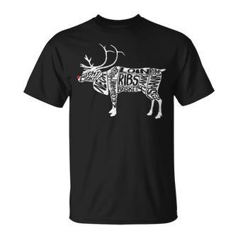Deer Hunters Cuts Meat Rudolph Reindeer T-Shirt | Mazezy