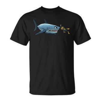 Diving Scuba Diving Deep Sea Diver Shark Novelty T-Shirt - Thegiftio UK