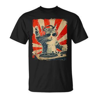 Dj Cat Disco Sound Tech Headphone Music T-Shirt | Mazezy UK