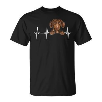 Dog Heartbeat For Brown Dachshund Lovers T-Shirt - Thegiftio UK