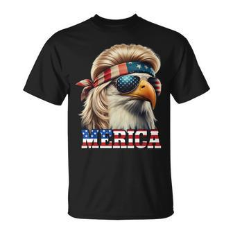 Eagle Merica 4Th July Blonde Wig Mullet Man T-Shirt - Seseable