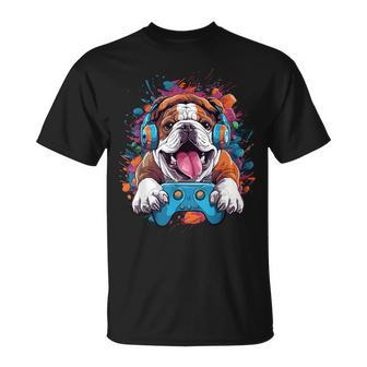 English Bulldog Gamer Cute Dog Gaming T-Shirt - Thegiftio UK
