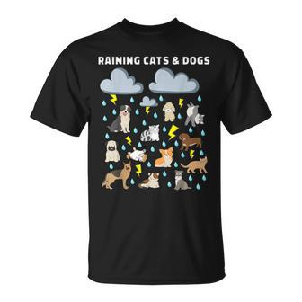English Idiom Raining Cats And Dogs Puppies Kitten T-Shirt - Seseable