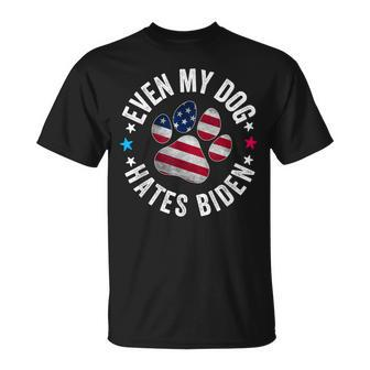 Even My Dog Hates Biden Anti Joe Biden Usa Flag T-Shirt - Seseable