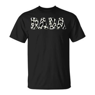 Fathers Day 2024 Black White Dada Cow Print Cowboy Men T-Shirt - Thegiftio UK