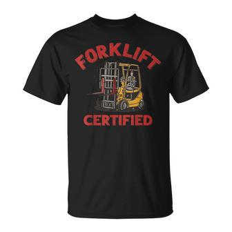 Forklifts Operator Forklift Certified Retro Skeleton T-Shirt - Monsterry CA