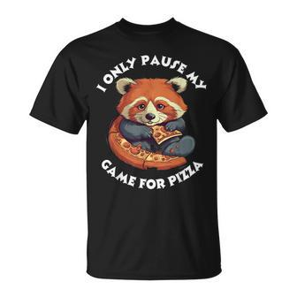 Gaming Gamer I Only Pause My Game For Pizza Panda T-Shirt | Mazezy