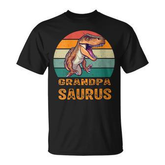 Grandpa Dinosaur T-Rex Grandpasaurus Father's Days Dad T-Shirt - Seseable