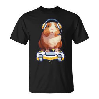 Guinea Pig And Video Gamer Lover Fluffy Cavy Gamers T-Shirt - Thegiftio UK