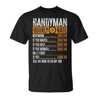 Handyman Hourly Rate Labor Day Father's Day Vintage T-Shirt - Thegiftio UK